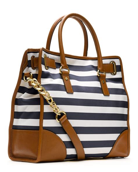 michael kors striped canvas tote